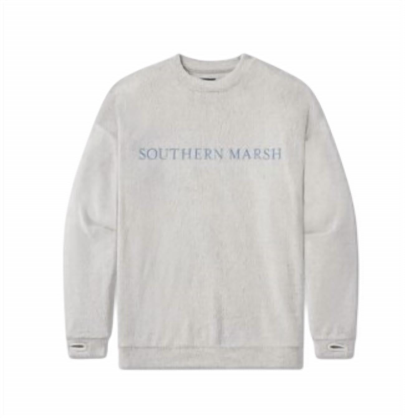 Southern Marsh Women's Sunday Morning Crewneck Sweater in oat - women's sweater - detail view