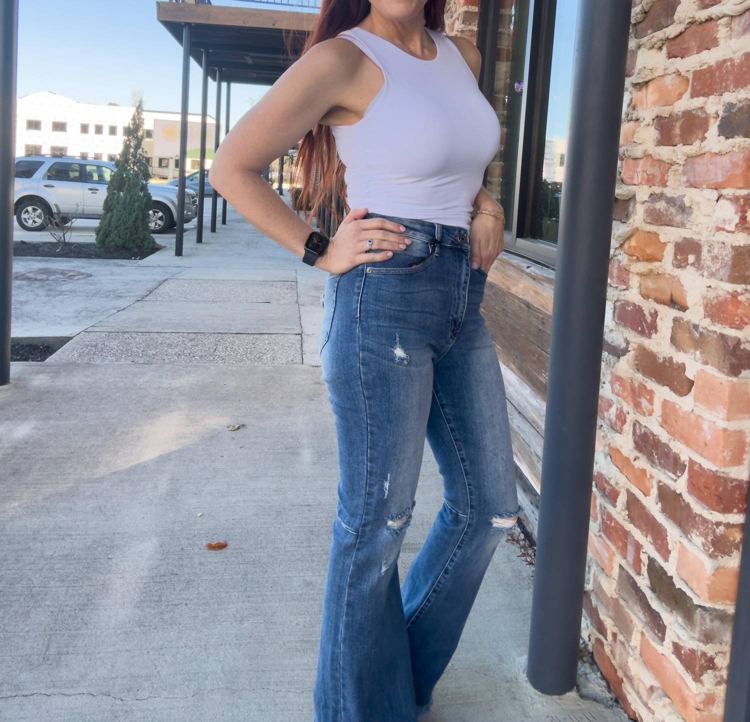 Risen - Kari Distressed Flare Jeans