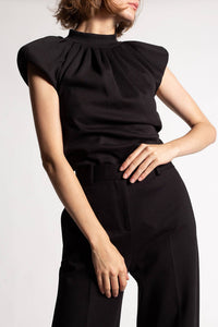 THE ATTICO Pre-loved Ruched Asymmetric Top in black - women's blouse