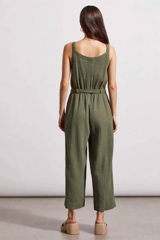 Tribal - Cotton Gauze Belted Jumpsuit