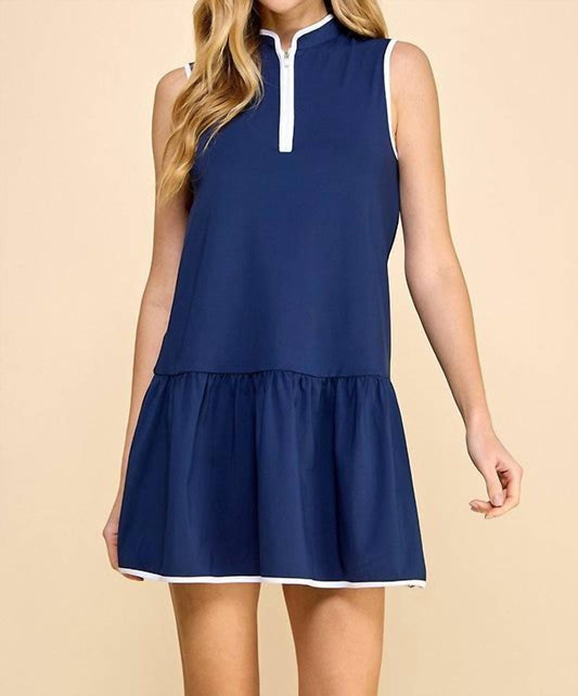 Pretty Follies - Quarter Zip Ruffled Hem Active Dress