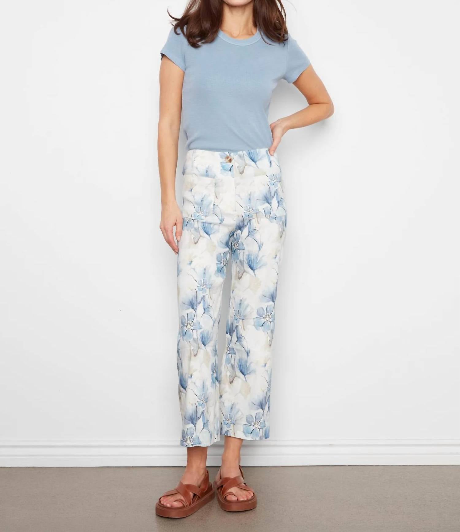 Charlie B - Printed Cropped Linen Blend Pants