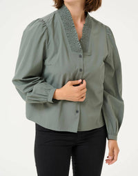 Kaffe - Kamaia V-neck Pleats Long Sleeve Shirt