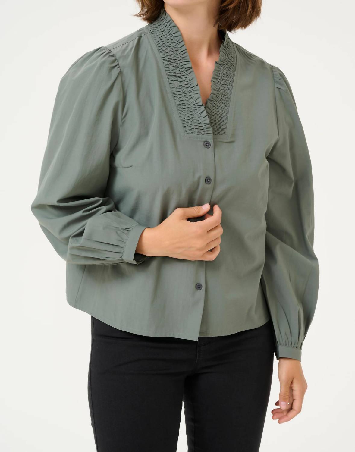 Kaffe - Kamaia V-neck Pleats Long Sleeve Shirt