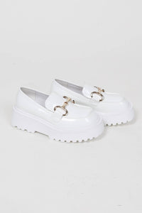 Jeffrey Campbell Women's Skooled Lug Platform Loafers in white box - women's flats