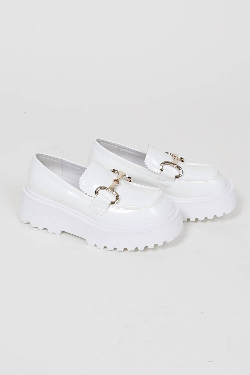 Jeffrey Campbell Women's Skooled Lug Platform Loafers in white box - women's flats