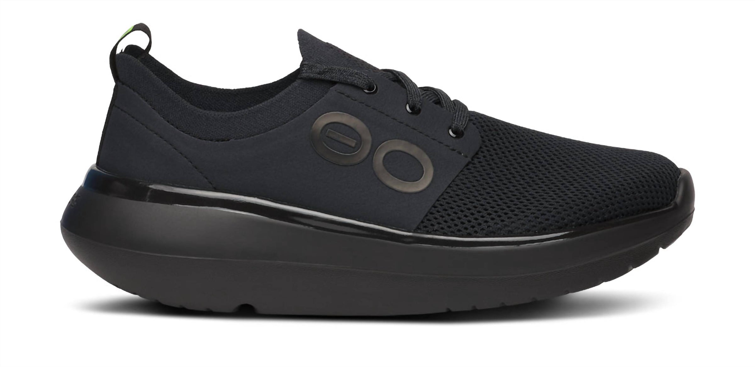 OOFOS Women's Oomy Stride Recovery Shoes in black - women's sneaker - detail view