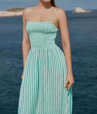 Z Supply Bayside Stripe Linen Maxi Dress in la palma - women's dress - detail view
