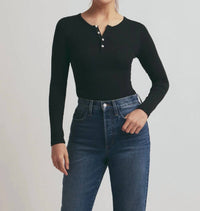 Favorite Daughter - The Henley Ribbed Long Sleeve Tee