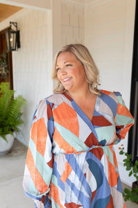 umgee Autumn is in the Air Colorblock Dress in the air colorblock dress in blue multi - women's dress - alternate view