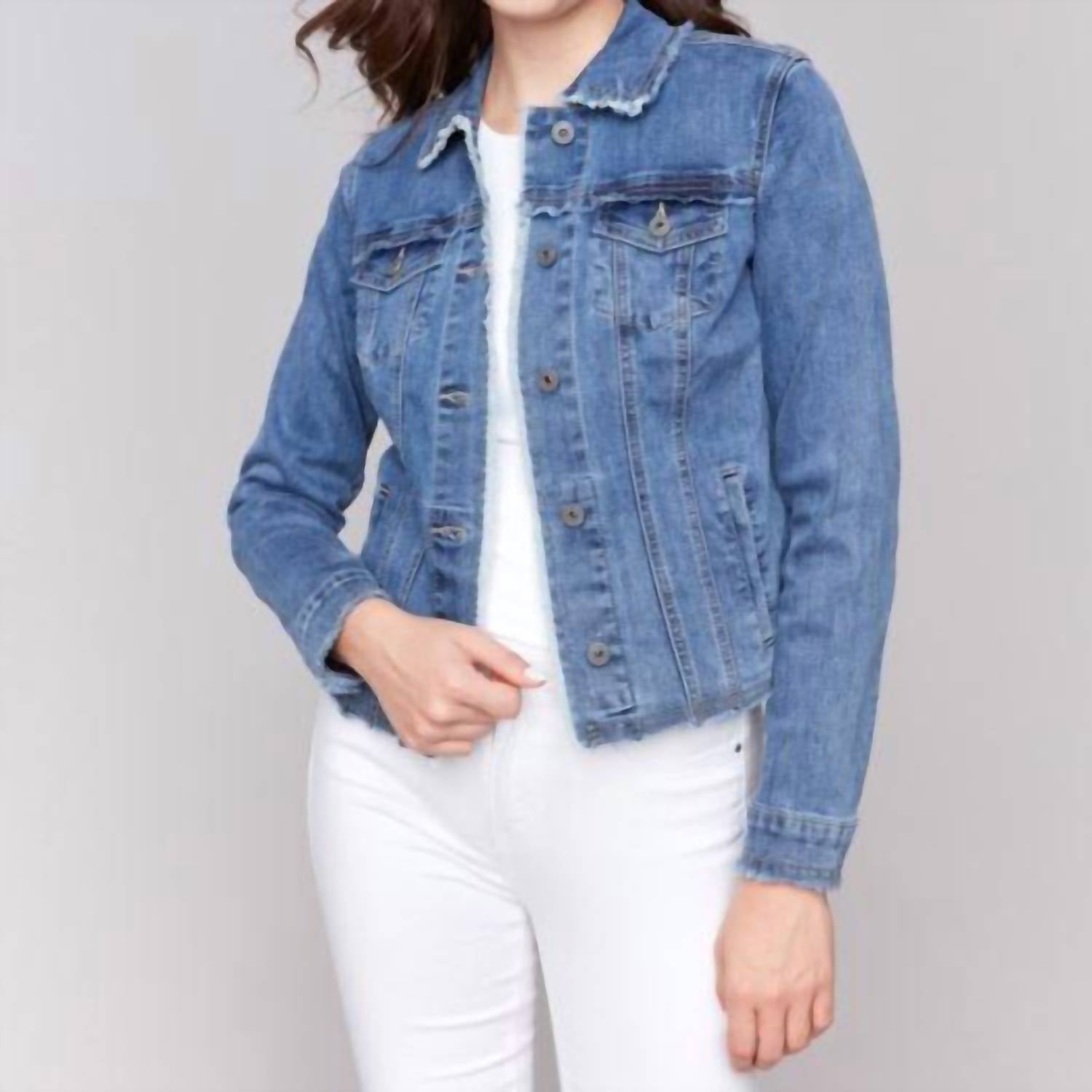 Charlie B - Jean Jacket With Frayed Edges