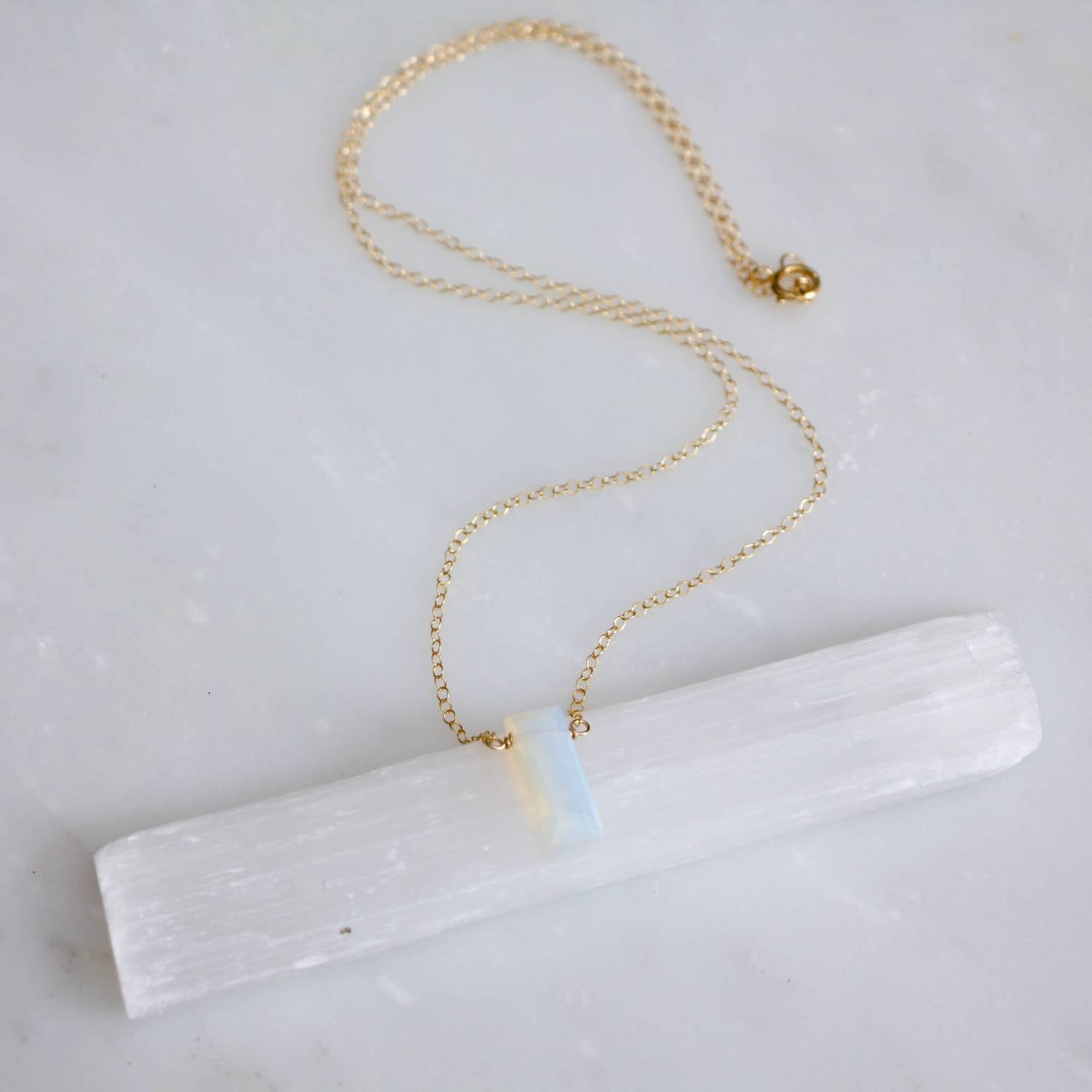 Mesa Blue - Women's Rectangle Opalite Necklace