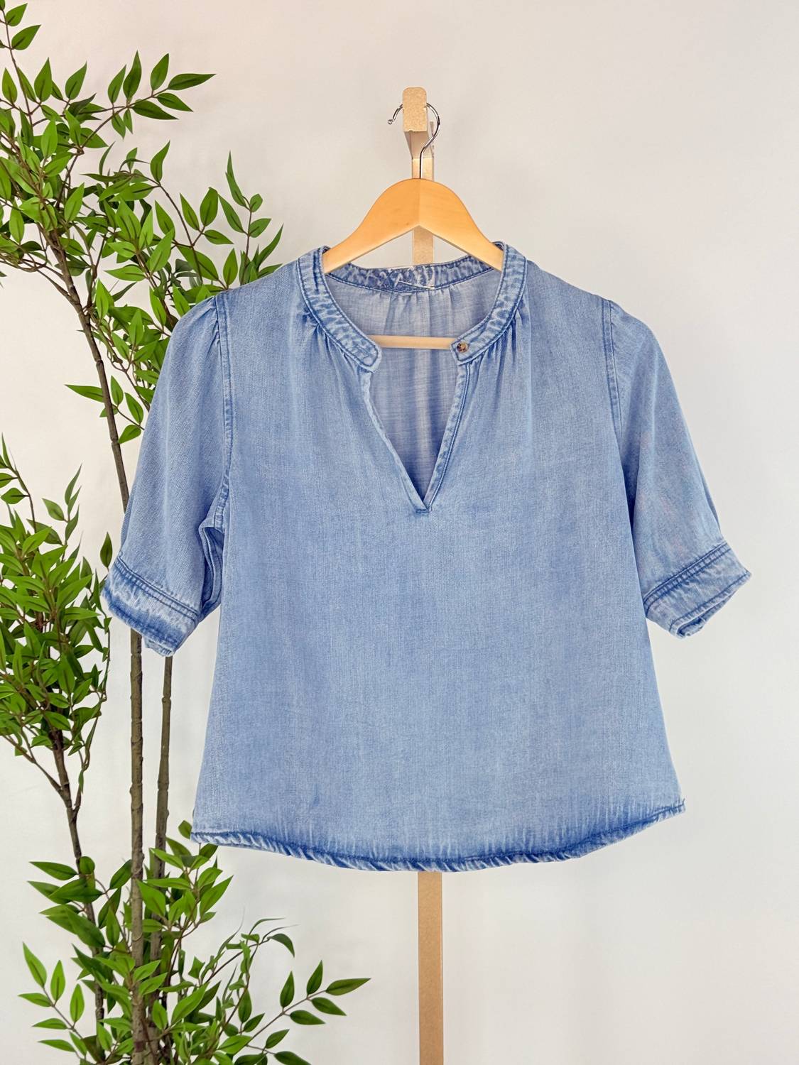 Velvet Heart Almafi Elbow Sleeve Top in light skyfall - women's blouse - view 5