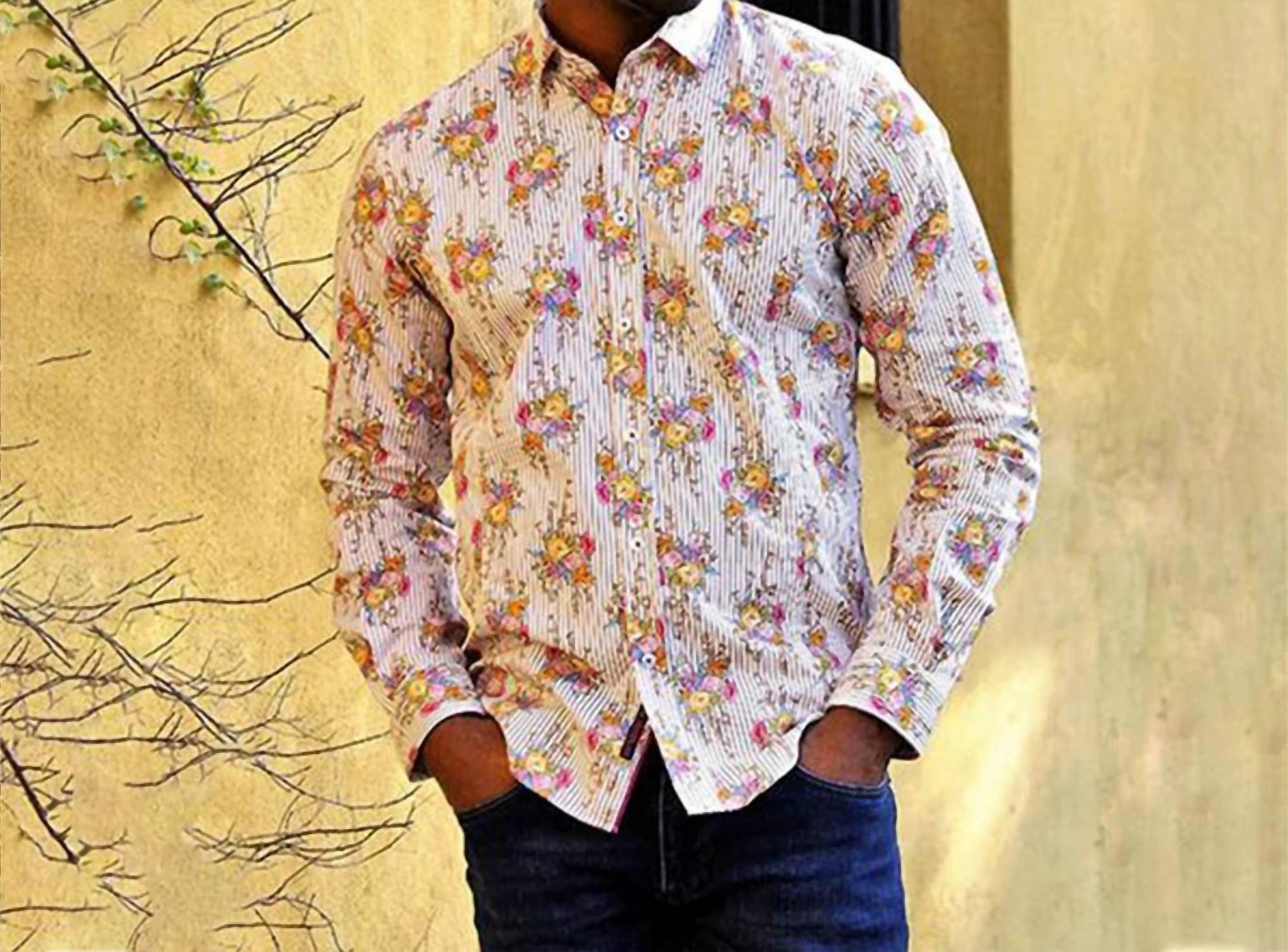 Eight X - Stripe Floral Button Down Shirt