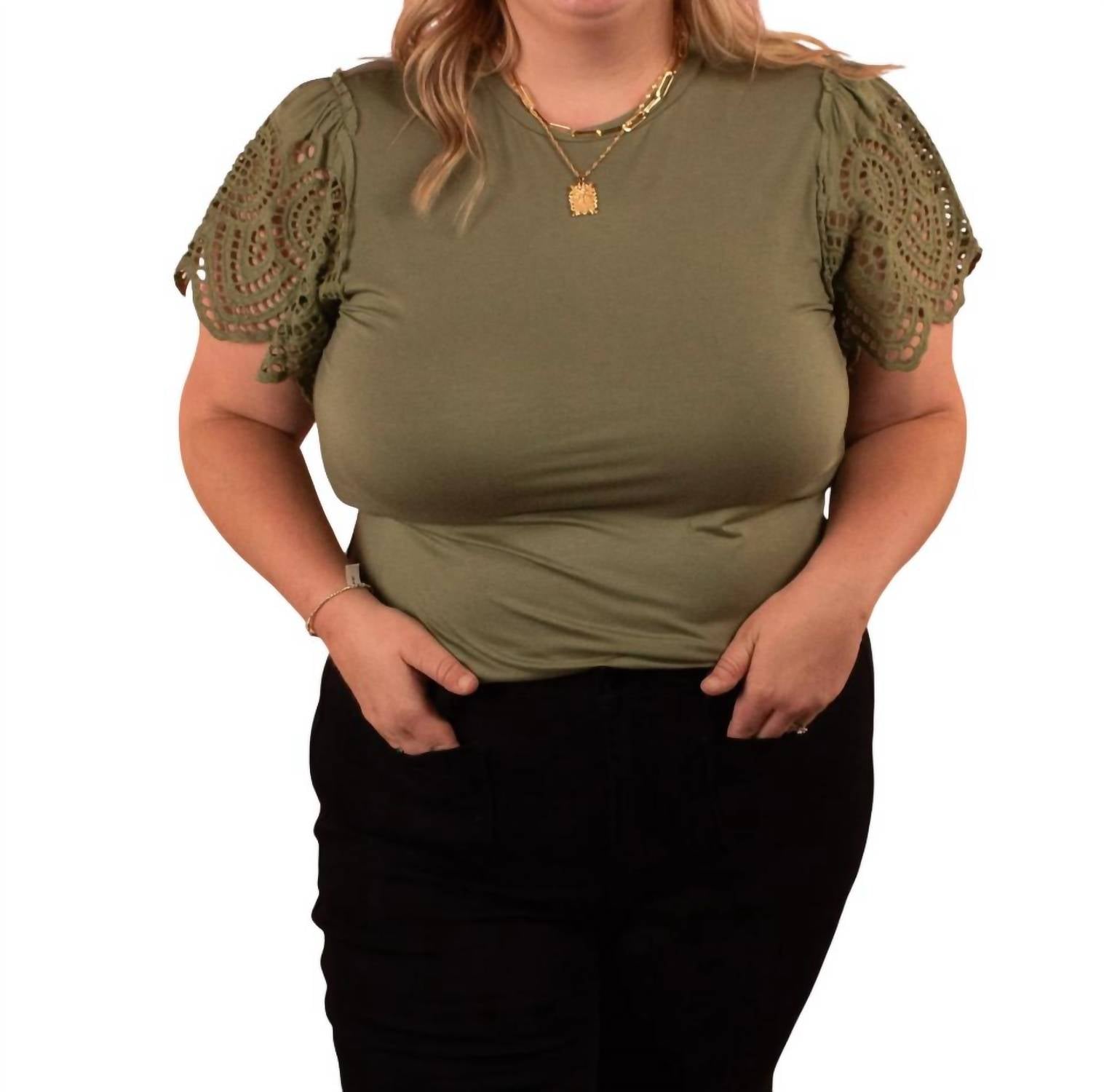 Mikarose - Demi Crochet Sleeve Top