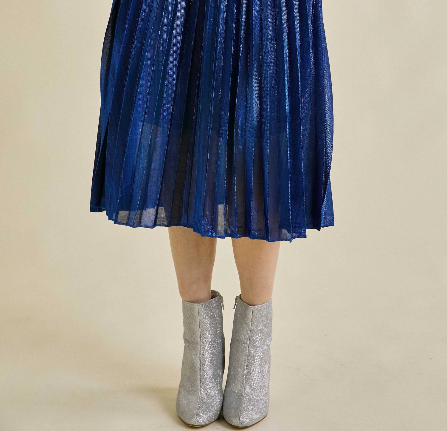 J.Nna - Glitter Pleated Midi Skirt