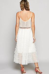 Pol - Sleeveless Crochet With Lace Ruffle Dress