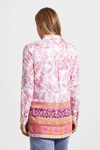 Tribal - Faina Floral Border Print Long Blouse