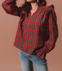 So Me - Checkered Plaid Blouse