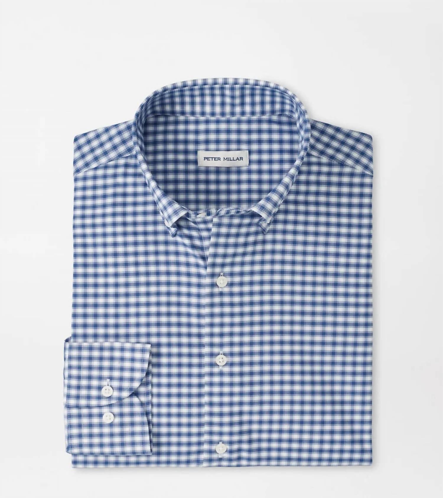 PETER MILLAR Lewis Performance Twill Sport Shirt in blue - men's shirt - alternate view