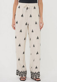 Esqualo - Linen Blend Embroidered Trousers