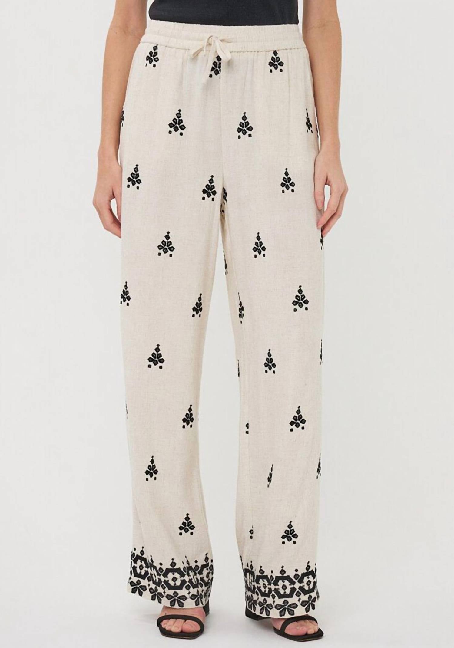 Esqualo - Linen Blend Embroidered Trousers