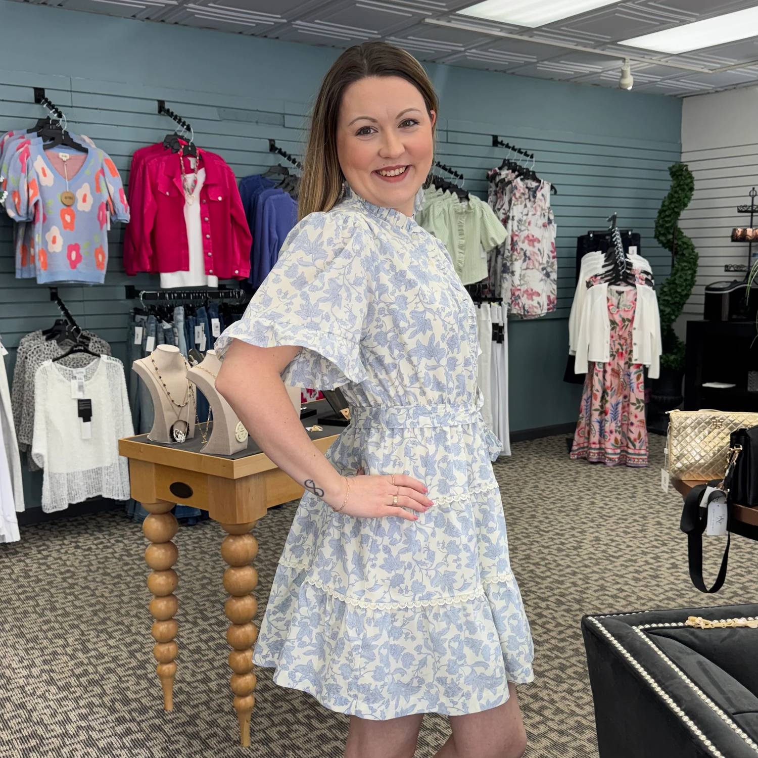 &Merci - Ruffled Button Down Floral Mini Dress