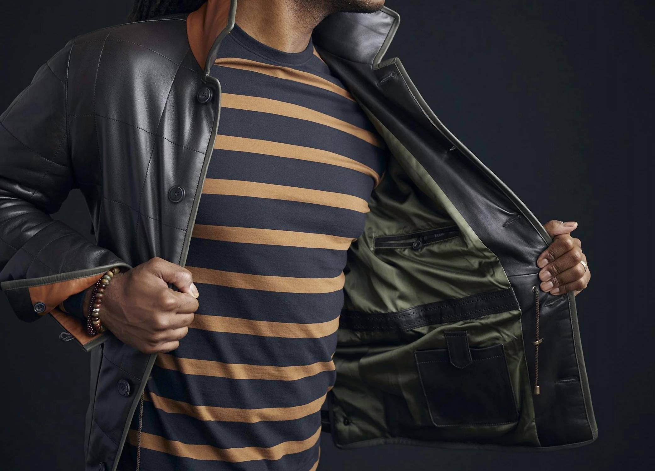 Left Coast Tee - Palisades Awning Stripe Long Sleeve Peruvian Cotton Tee Shirt