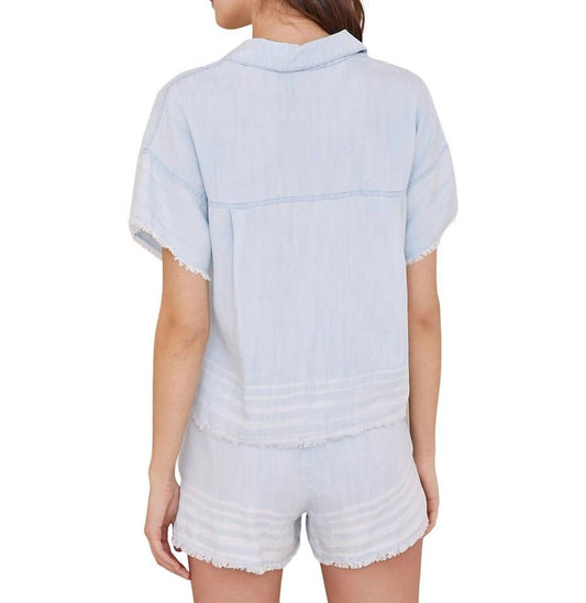 Bella Dahl - Short Sleeve Frayed Hem Button Down Shirt