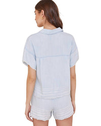 Bella Dahl - Short Sleeve Frayed Hem Button Down Shirt