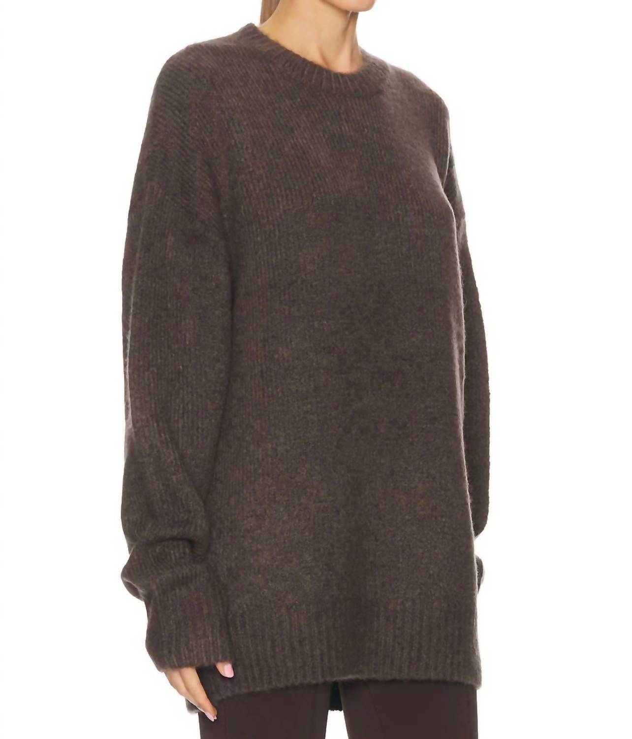 SER.O.YA May Crewneck Knit Sweater in slate brown - women's sweater - alternate view