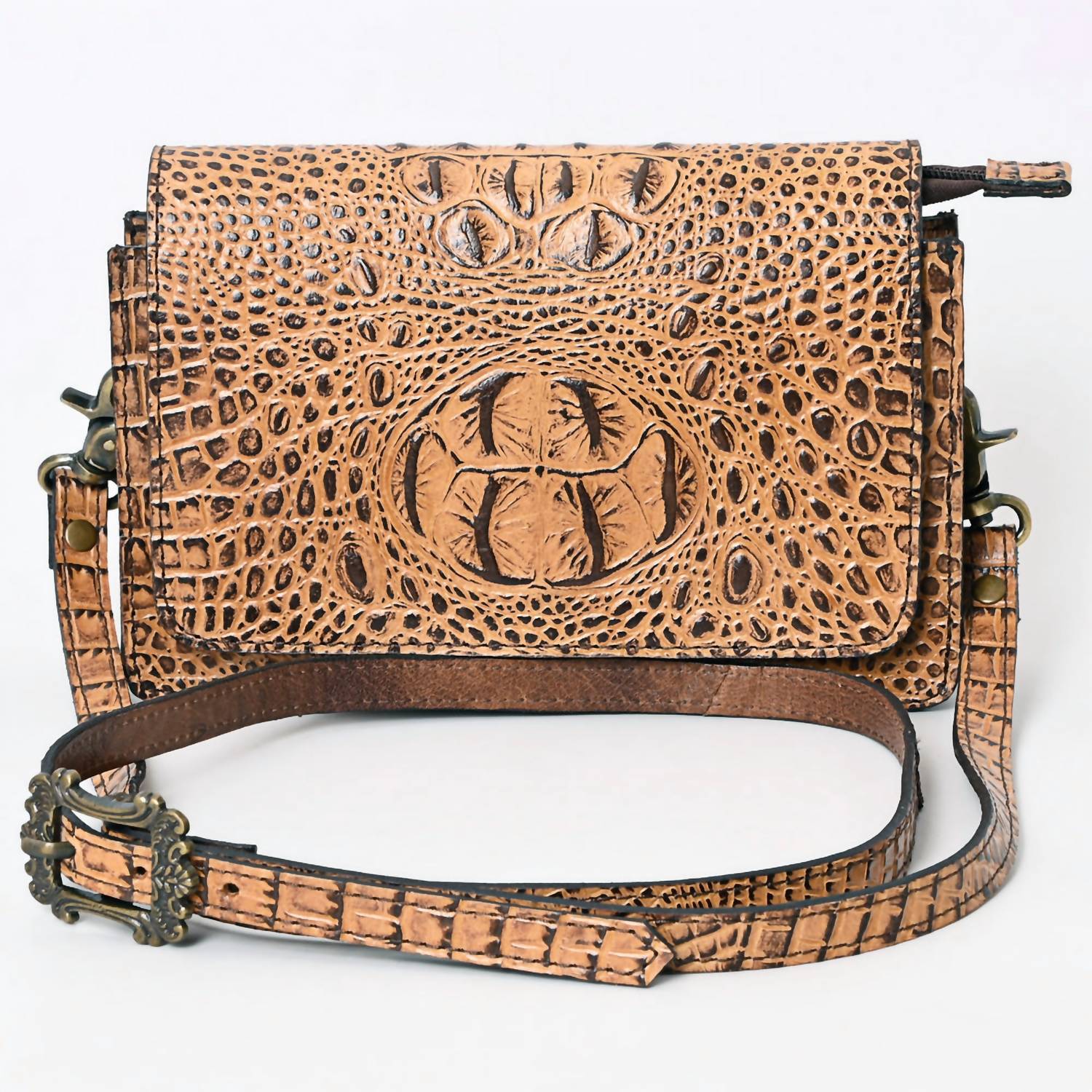 American Darling - Women's Crocodile Tooled Crossbody Purse