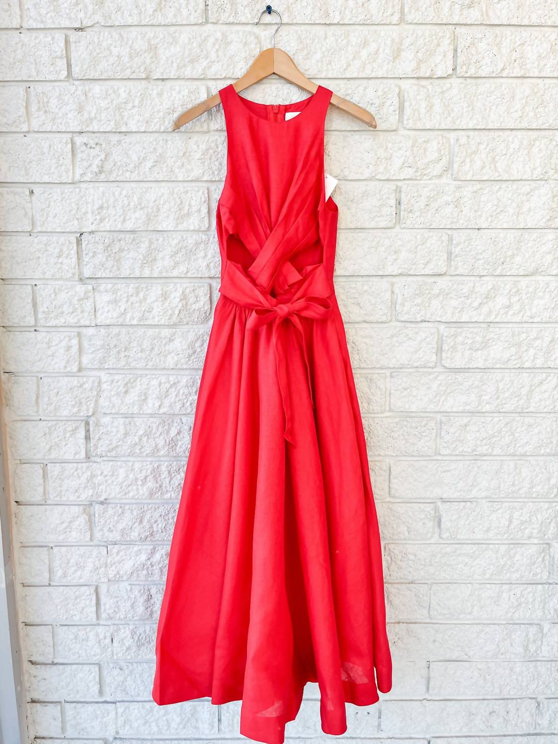 Zimmermann Patience Midi Dress in dark red - women's dress - detail view
