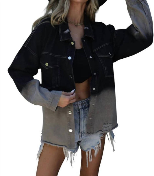 Blue Buttercup - Mya Rock & Roll Distress Ombre Denim Jacket