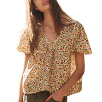 THE GREAT. Women's The Bungalow Top in floating petals floral - women's blouse
