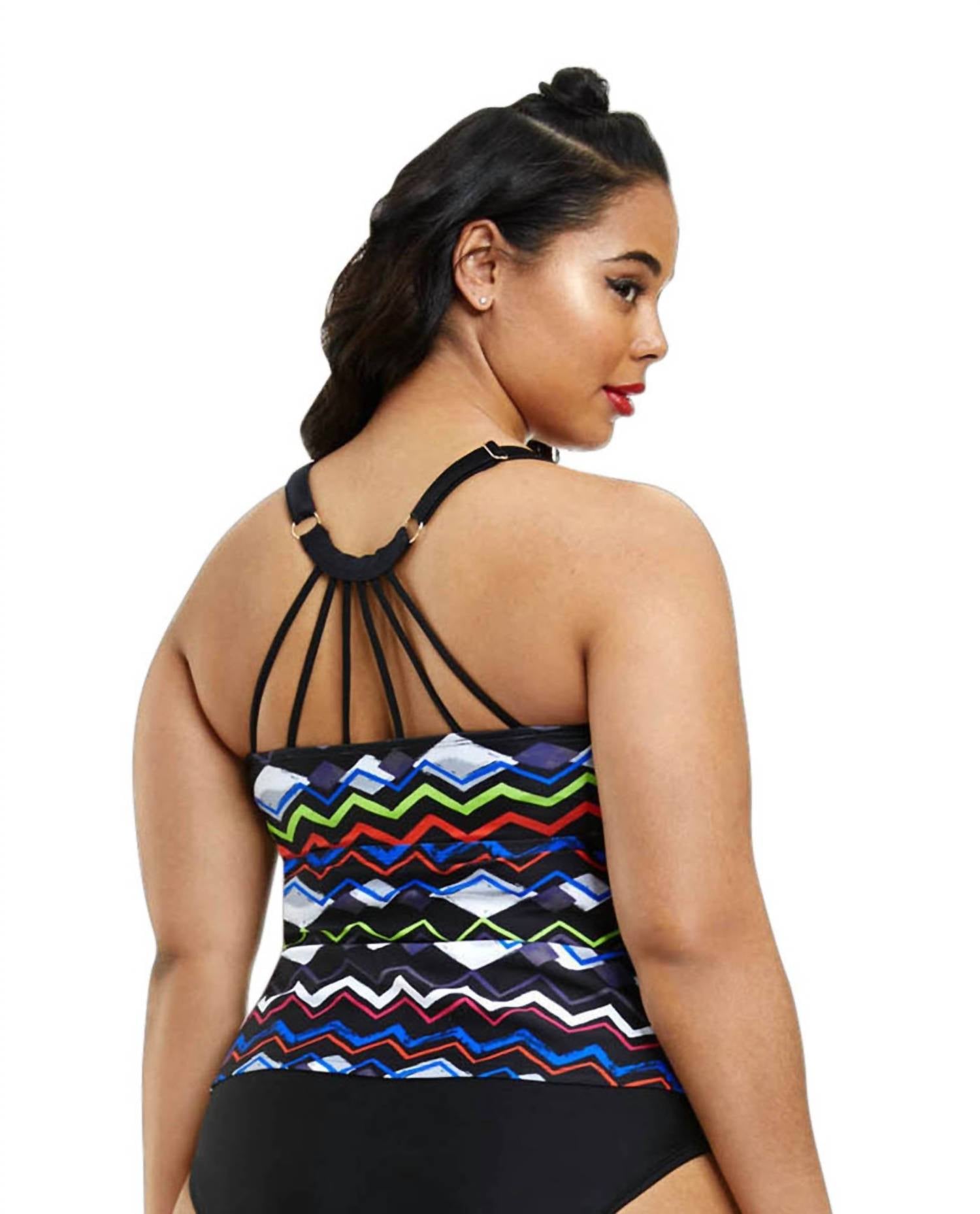 Fashion To Figure - Plus Maria Strappy Back Tankini Top