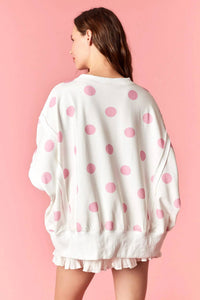 Peach Love - Oversized Bow Flag Polka Dot Tee