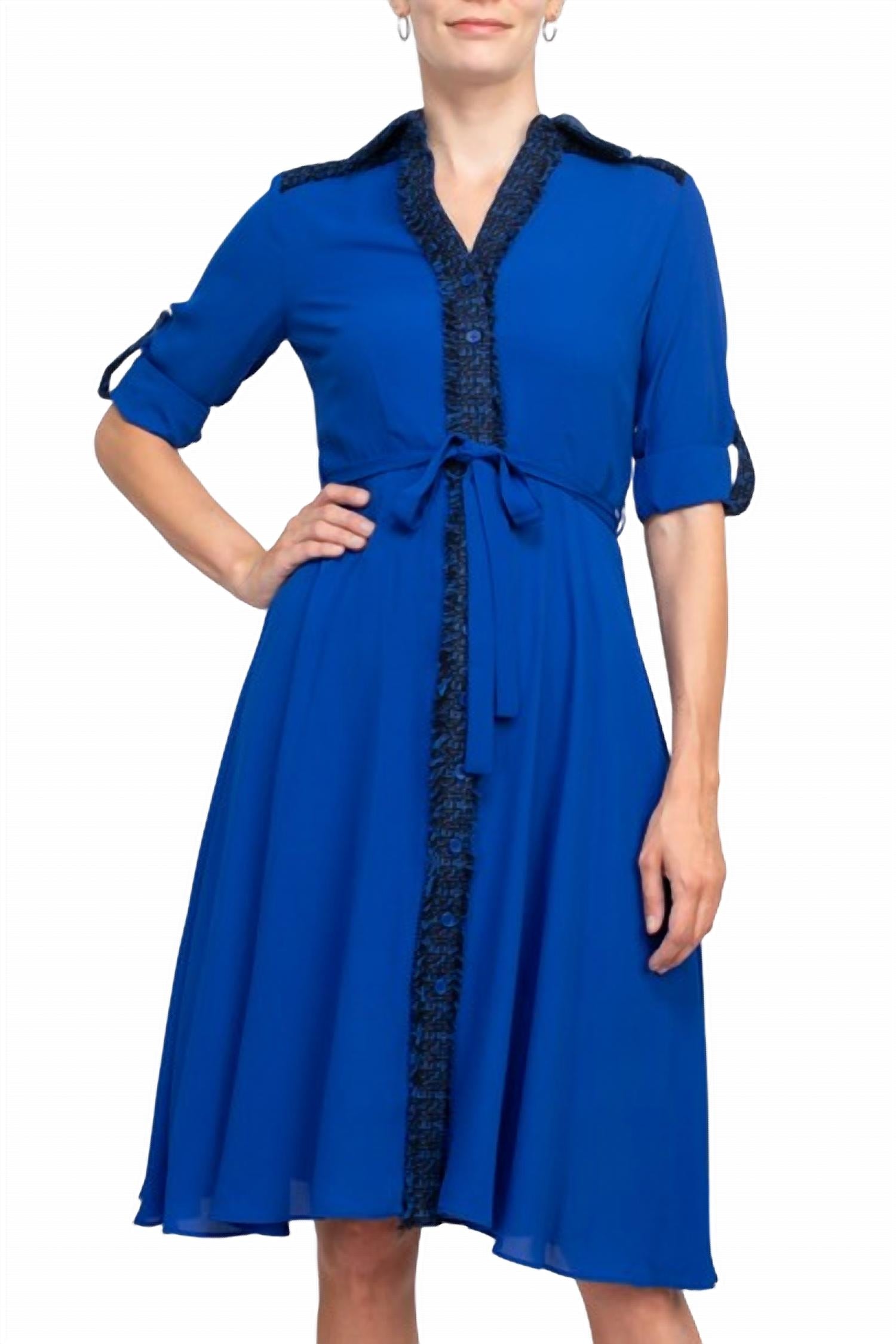 Nanette Lepore - Collared Crochet Tie Waist Chiffon Dress