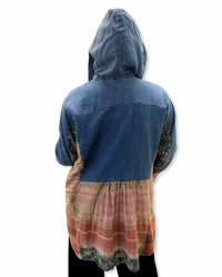 Young Threads - Hooded High Low Patchwork Top