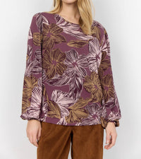 Soya Concept - Wine Floral Swing Blouse