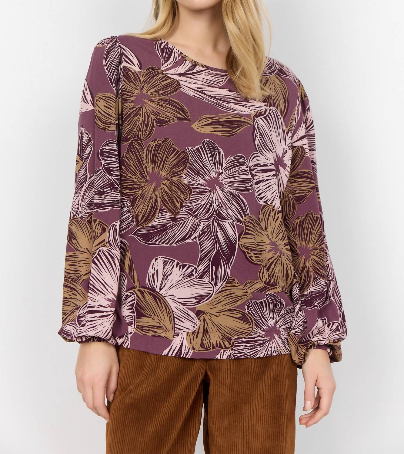 Soya Concept - Wine Floral Swing Blouse