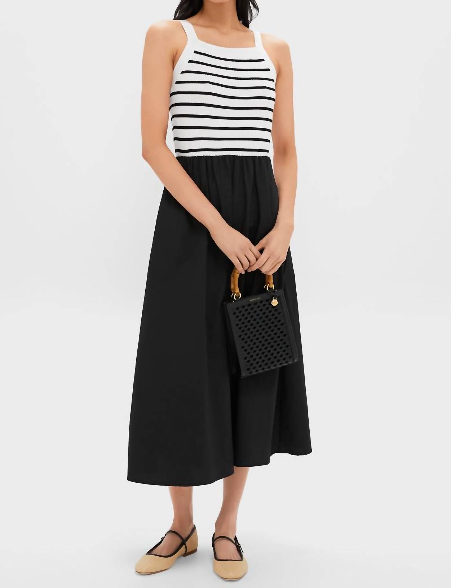 Moon River - Black Striped Midi Dress