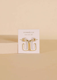 Jaxkelly - Women's Enamel Large Rectangle Hoop Earrings