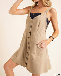 Kori - Twill Jean Fabric Buckle Button Down Mini Dress