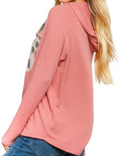 Haptics - LEOPARD THERMAL YOKE BRUSHED HACCI CROSS STITCH HOODIE