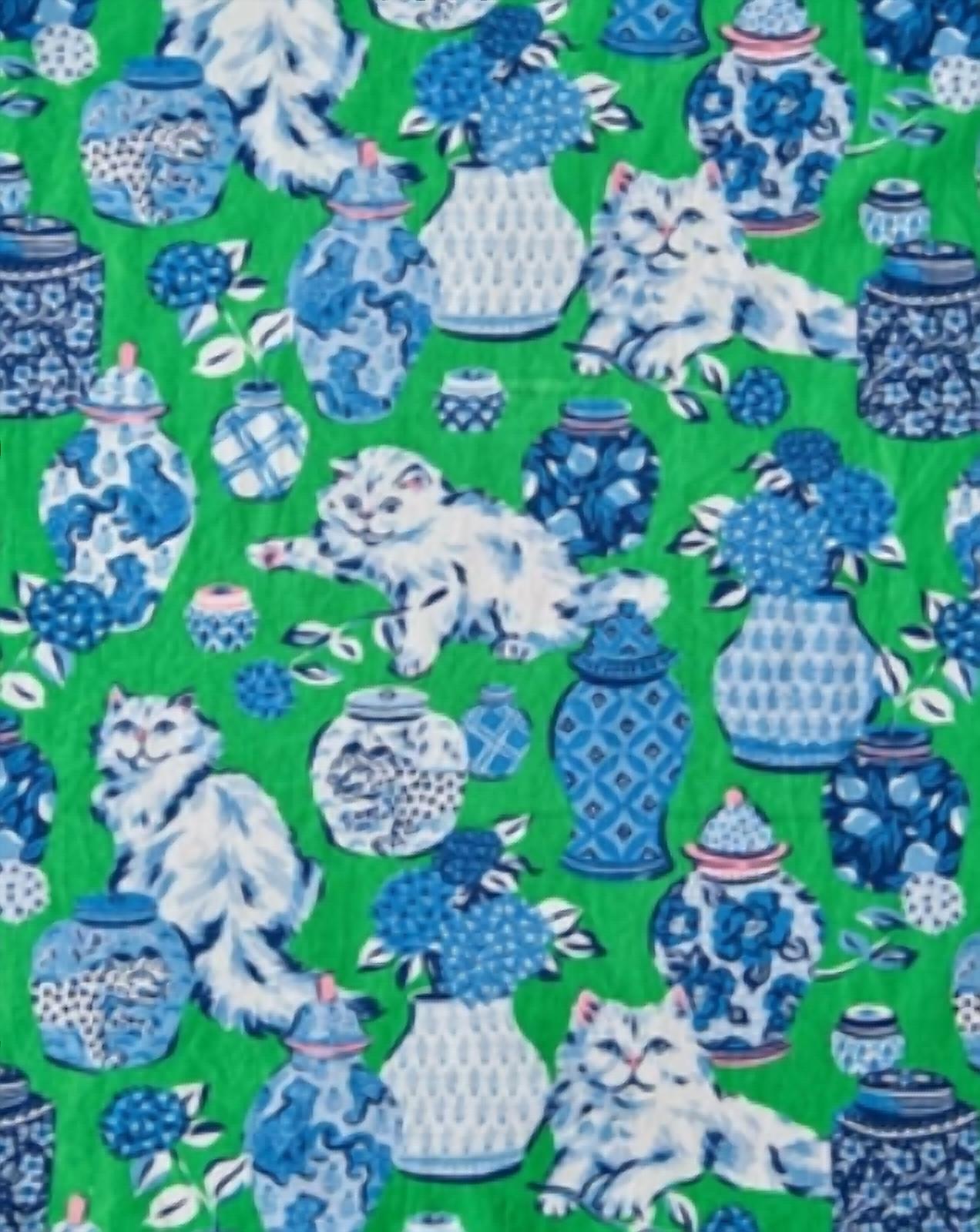 Printfresh - Fancy Cat Short Sleeve Top & Cropped Pants Pajama Set