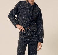Le Jean Diamond Stitch Jacket in black - women's jacket