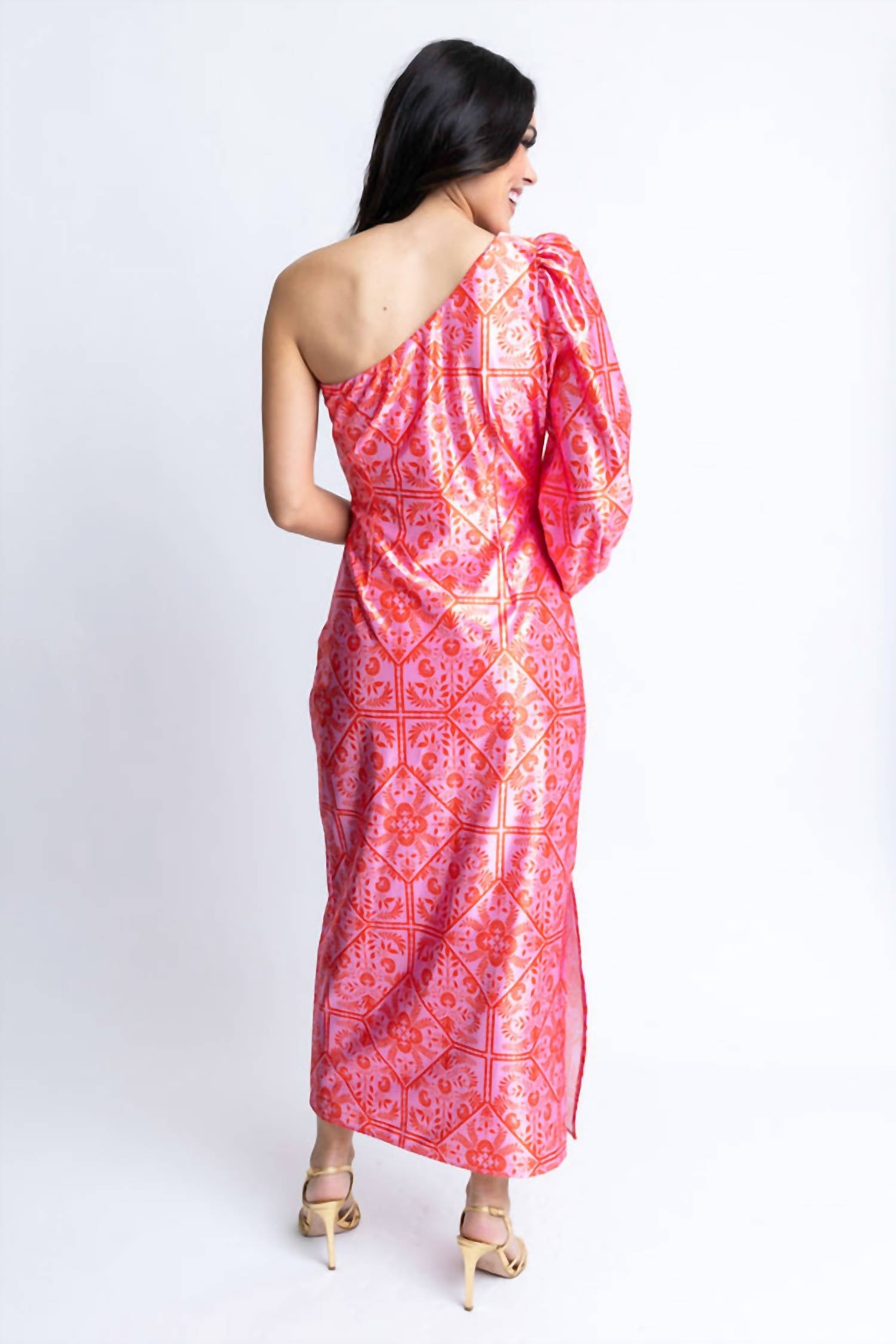 Karlie Floral One Shoulder Maxi Dress in pink - women's dress - alternate view