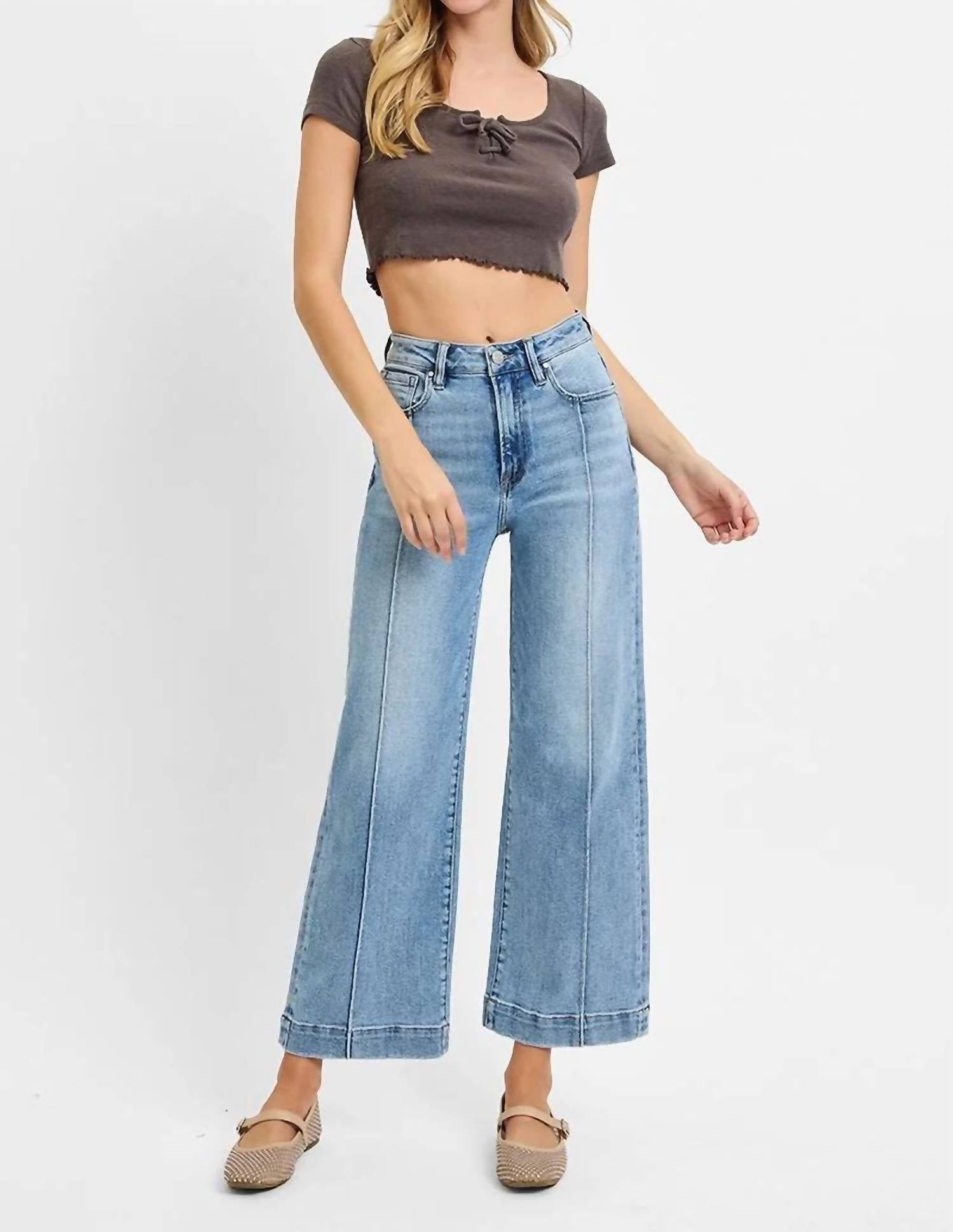 Risen - Front Seam Wide Leg Jeans