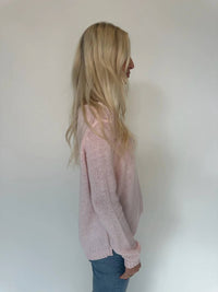 Wooden Ships Seashell Long Sleep Crew Top in caprice pink breaker white - women's long sleeve top - alternate view